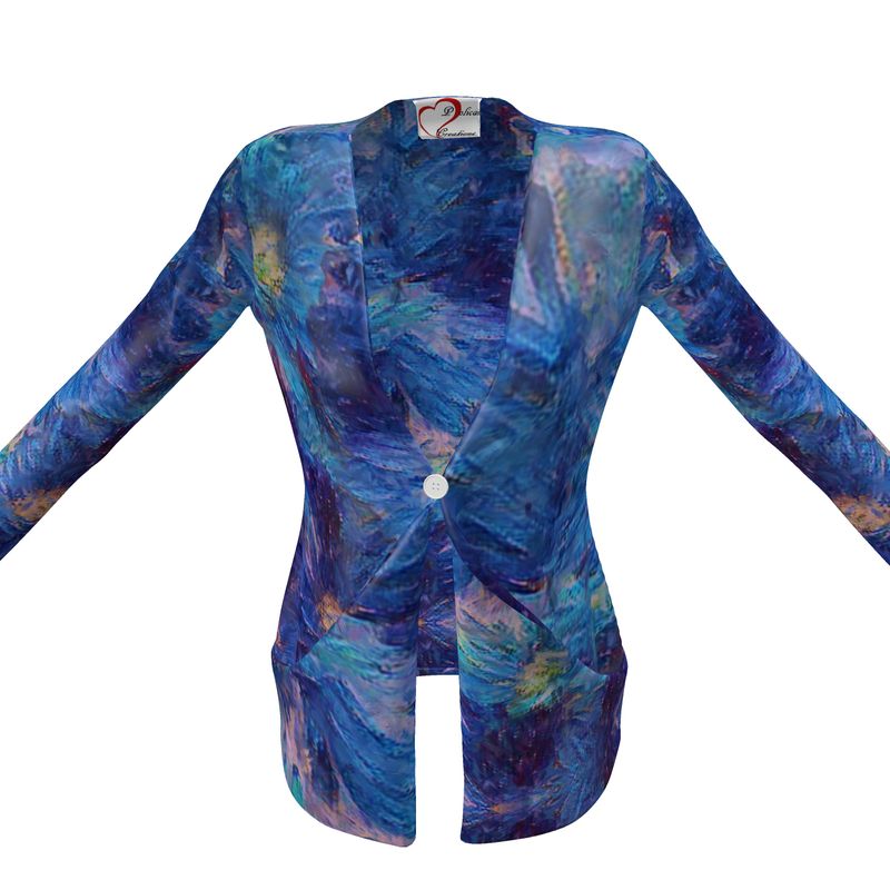 Beautiful Blues Ladies Short Cardigan With Pockets