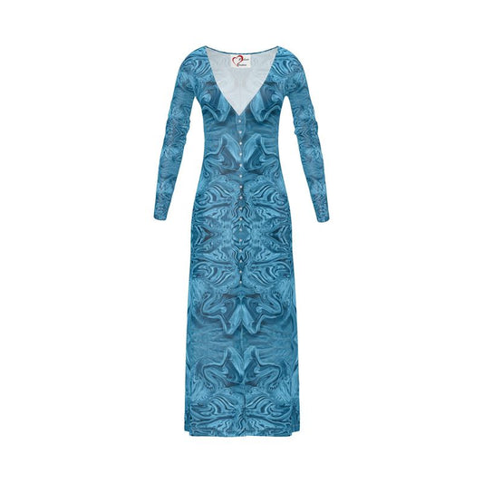 Blue Denim Design Long Cardigan / Button Dress