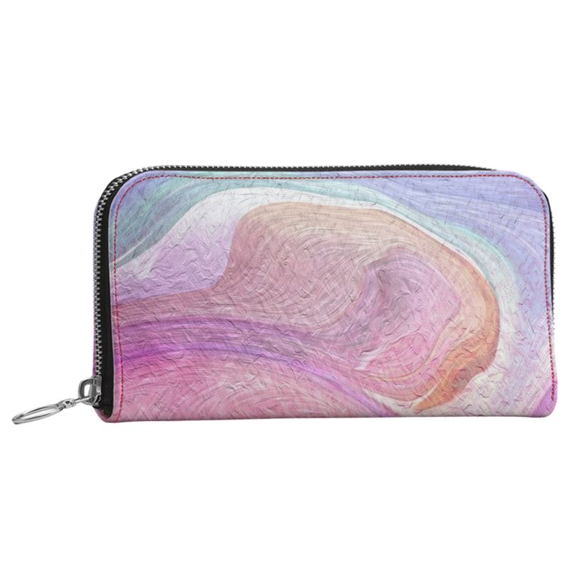 Peaceful Pinks Leather Zip Wallet / Purse