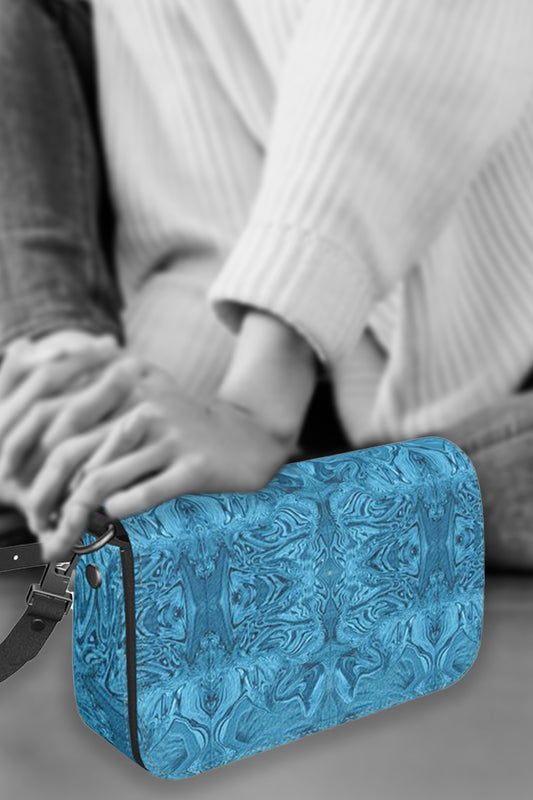 Blue Denim Design Flap Over Box Bag