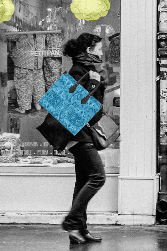 Blue Denim Design Leather Shopper Bag