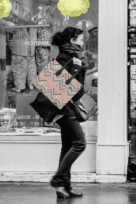 Herringbone with a Twist Leather Shopper Bag