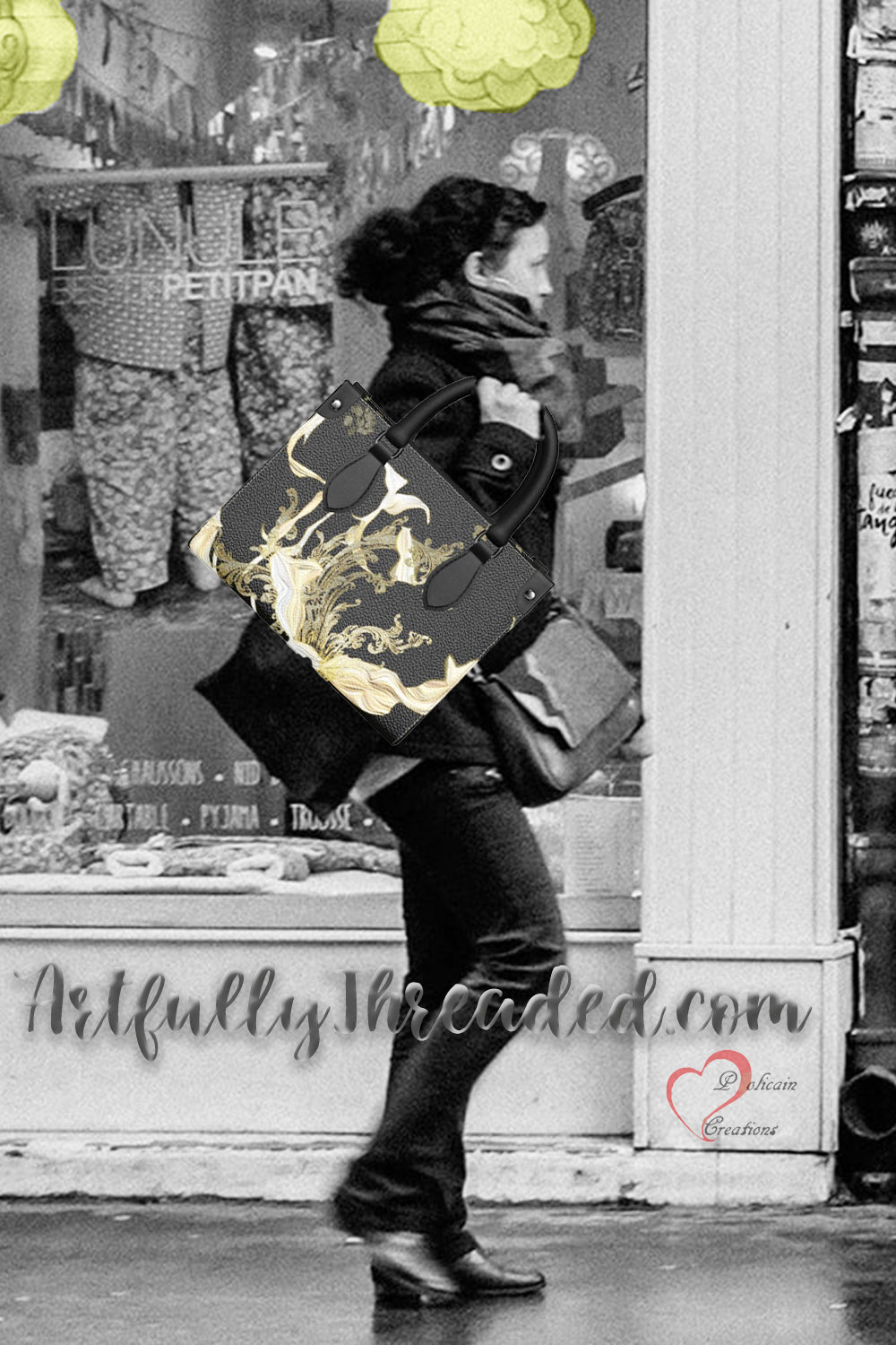 Golden Threads Leather Shopper Bag