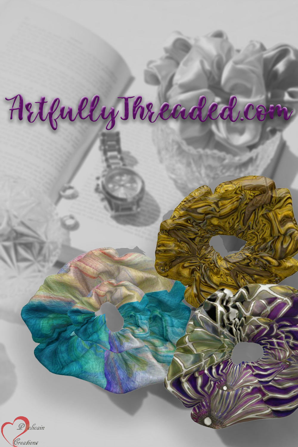 3 Pack of Hair Scrunchies - Pastel, Gold and Pewter