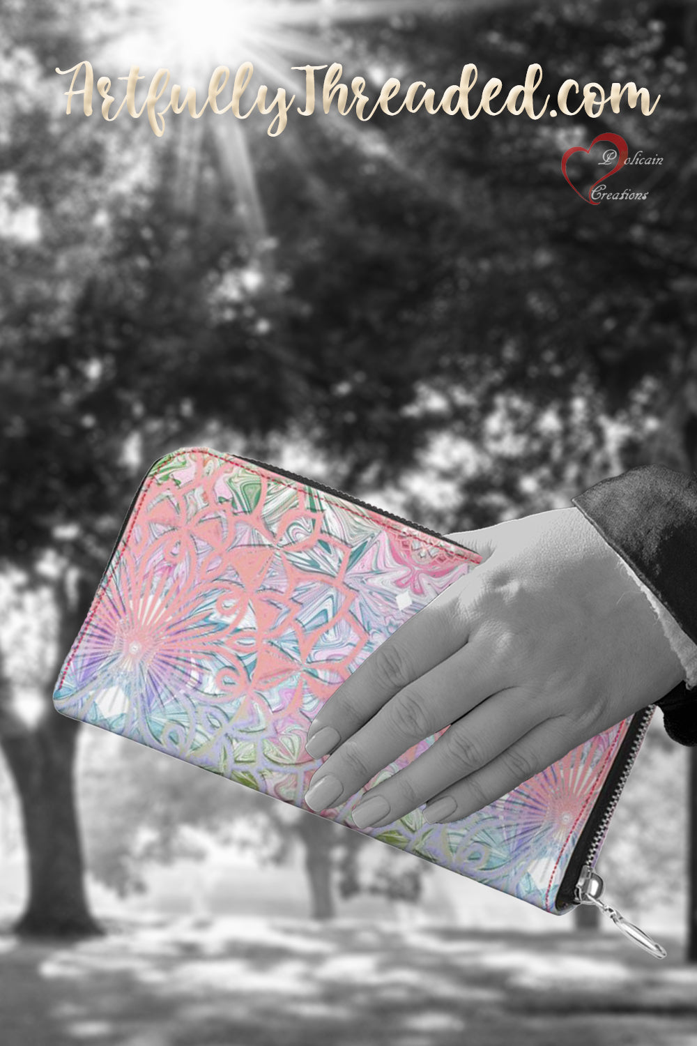 Pretty in Pastels Leather Zip Wallet / Purse