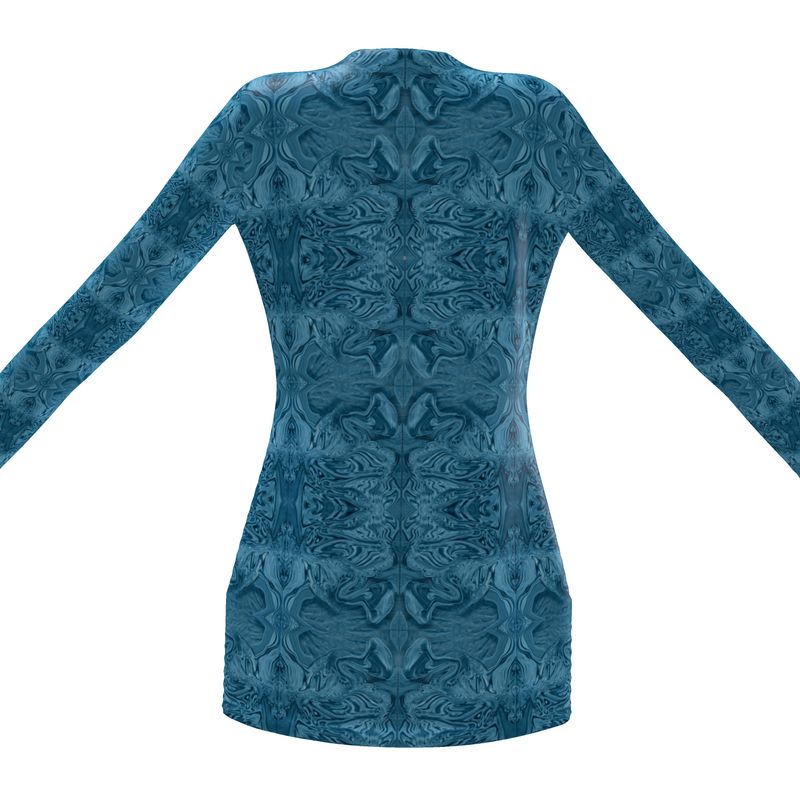 Blue Denim Design Ladies Cardigan With Pockets
