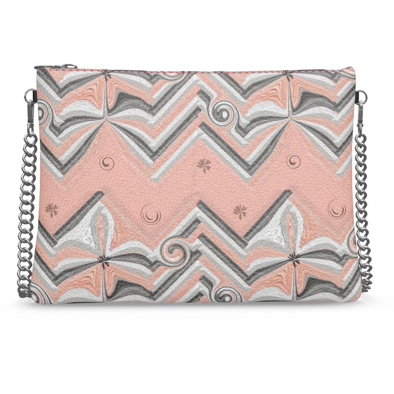 Herringbone with a Twist Crossbody Bag With Chain